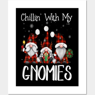 Chillin With My Gnomies Buffalo Red Plaid Christmas Gnome Posters and Art